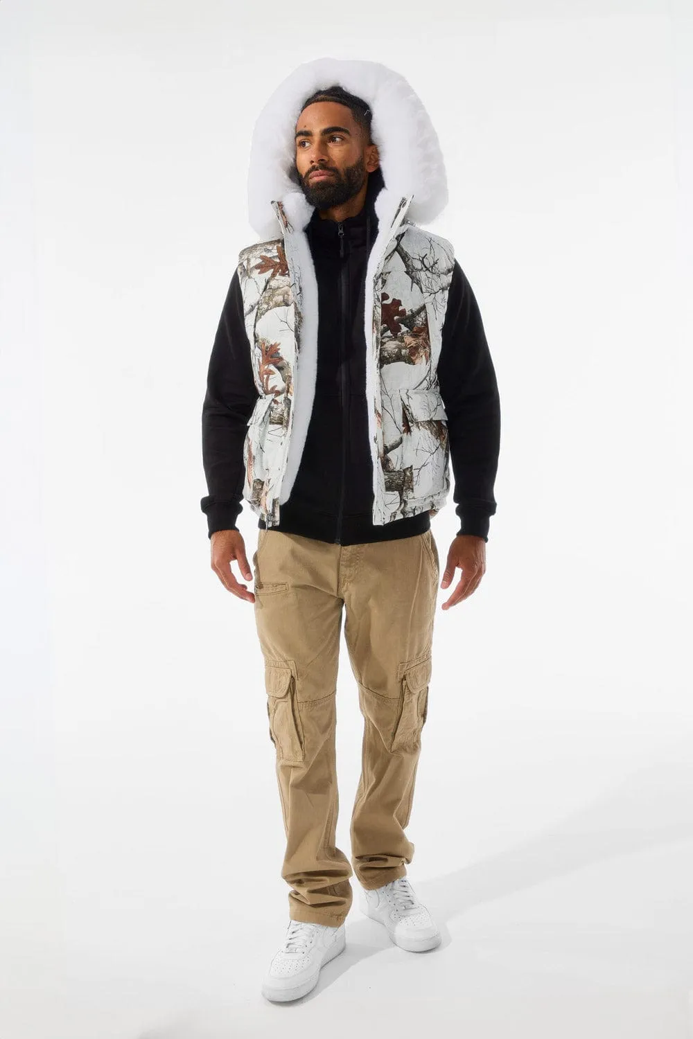 Yukon Fur Lined Puffer Vest (Snow Camo)