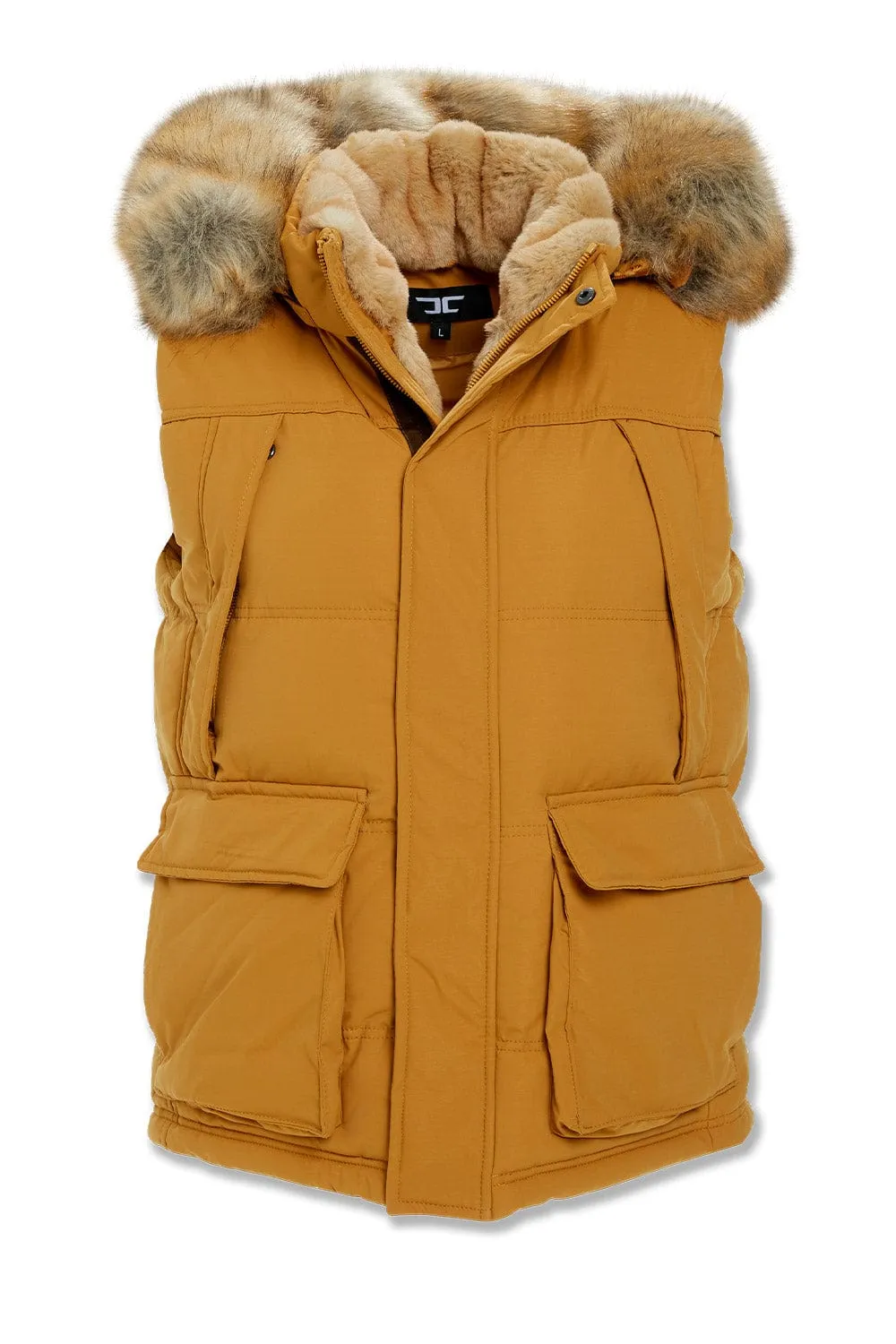 Yukon Fur Lined Puffer Vest (Wheat)