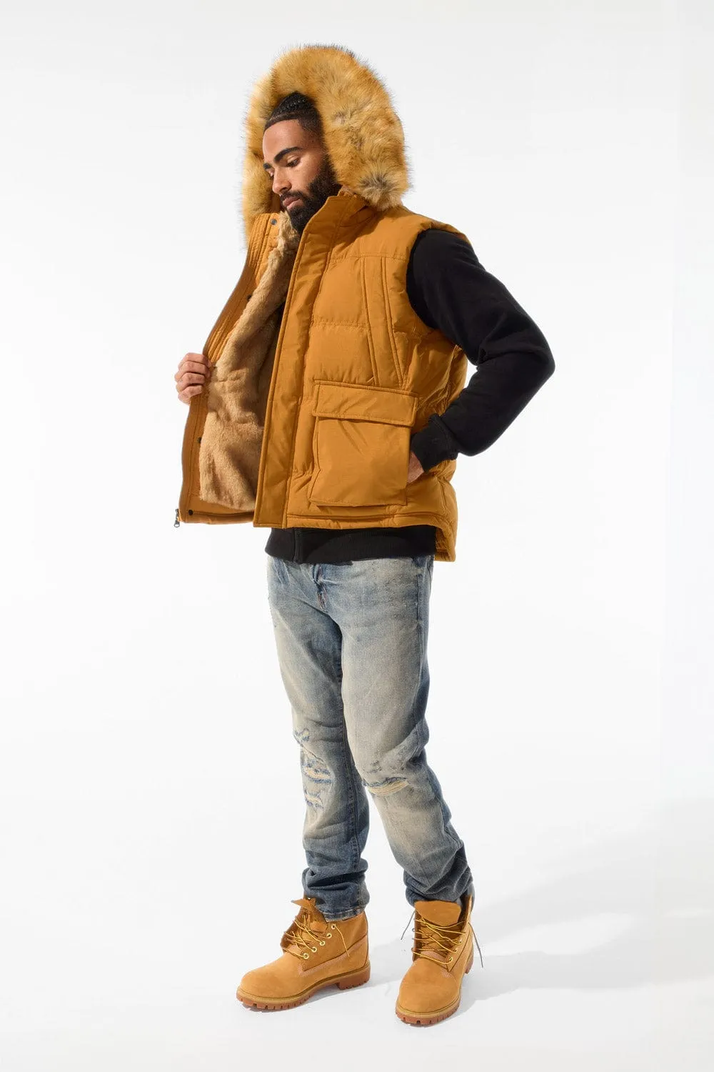 Yukon Fur Lined Puffer Vest (Wheat)