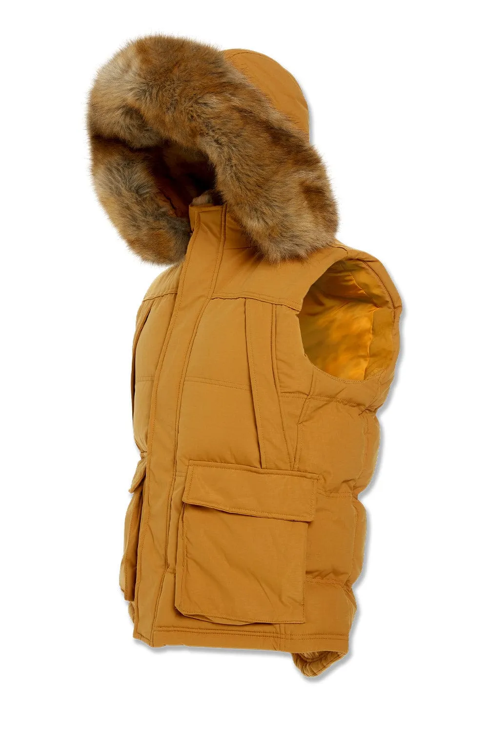 Yukon Fur Lined Puffer Vest (Wheat)