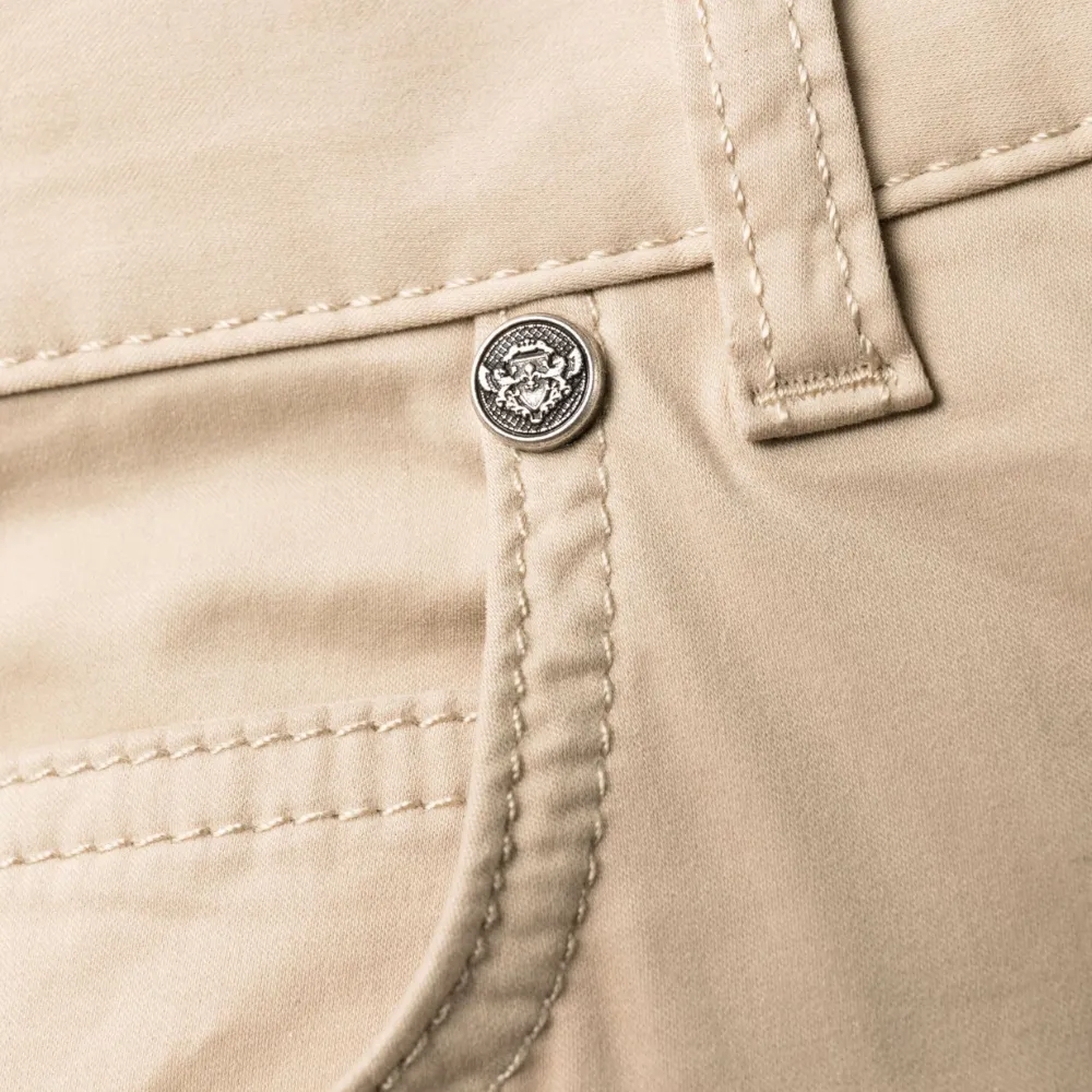 Zip-Up Cotton Tapered Trousers