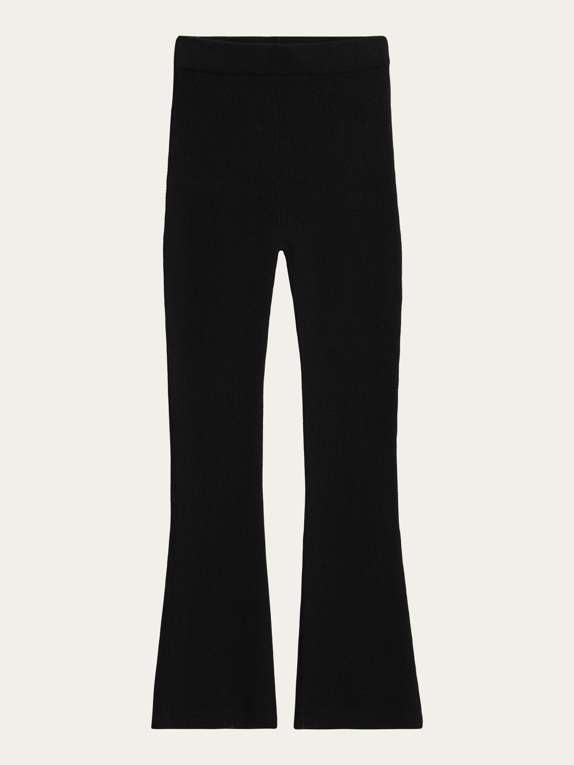 ZOEY flared mid-rise racking stitch pants GOTS/Vegan - Black Jet