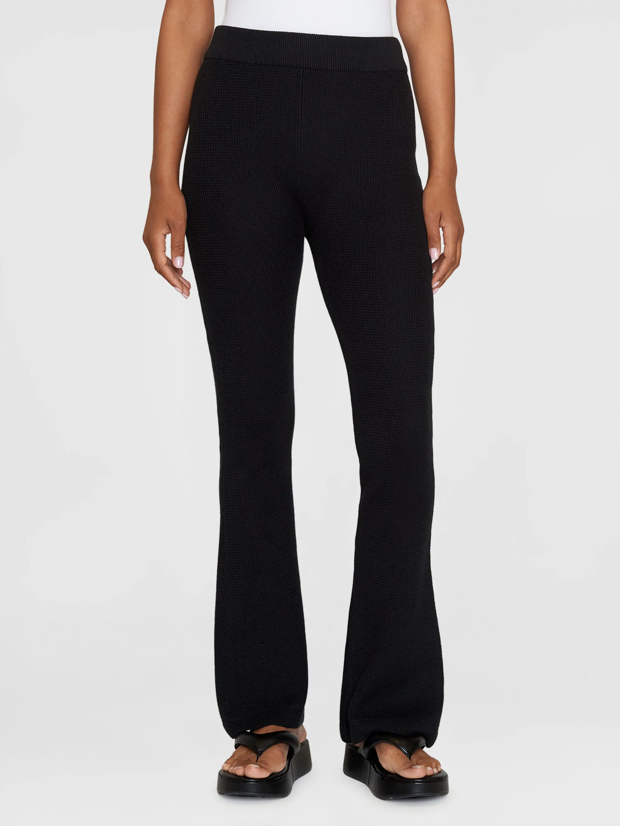 ZOEY flared mid-rise racking stitch pants GOTS/Vegan - Black Jet