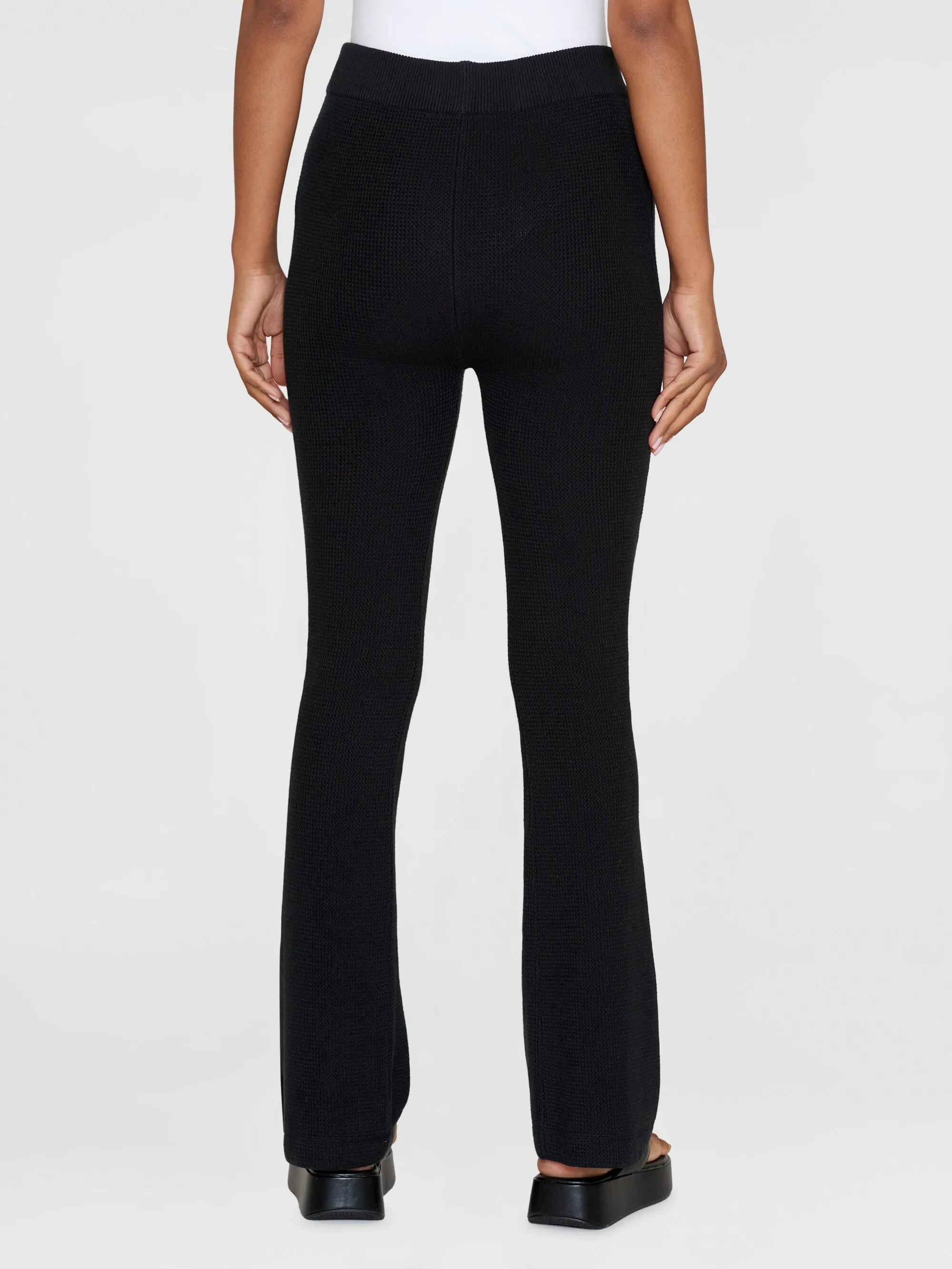 ZOEY flared mid-rise racking stitch pants GOTS/Vegan - Black Jet